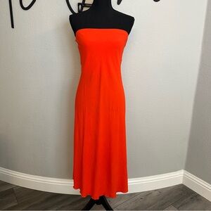 See You Monday, medium, red-orange, strapless, slip on dress